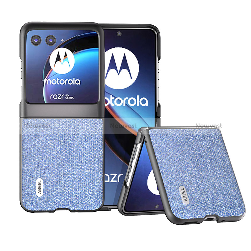 Soft Silicone Gel Leather Snap On Case Cover BH6 for Motorola Moto Razr 40 Ultra 5G Blue