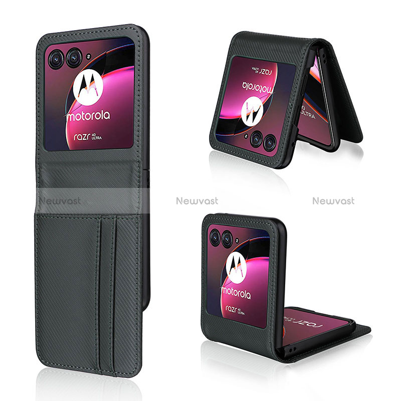 Soft Silicone Gel Leather Snap On Case Cover BY1 for Motorola Moto Razr 40 Ultra 5G Dark Gray