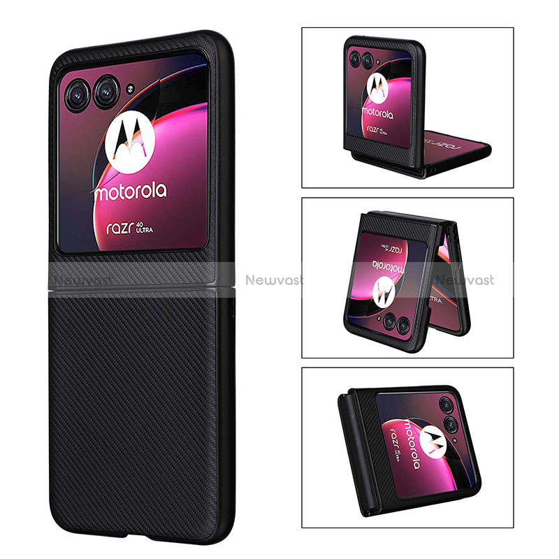 Soft Silicone Gel Leather Snap On Case Cover BY3 for Motorola Moto Razr 40 Ultra 5G Black