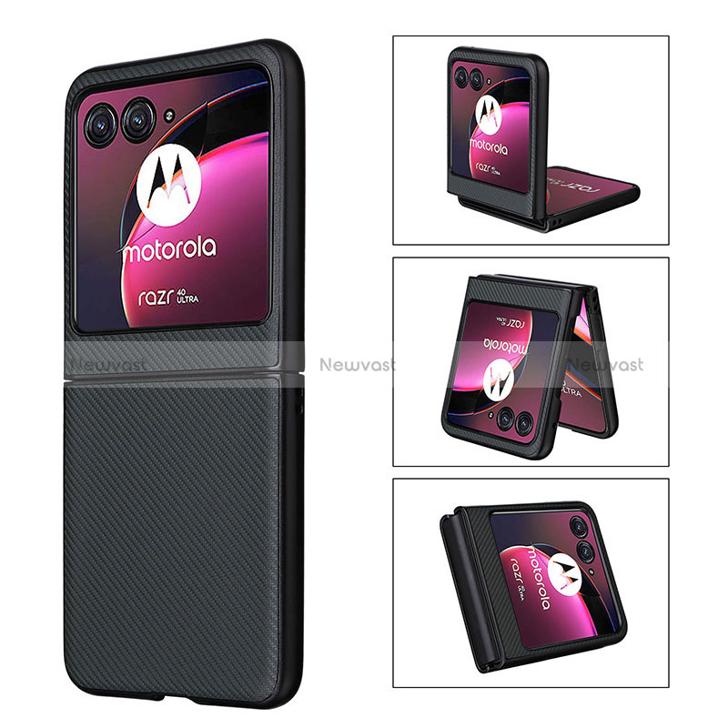 Soft Silicone Gel Leather Snap On Case Cover BY3 for Motorola Moto Razr 40 Ultra 5G Dark Gray