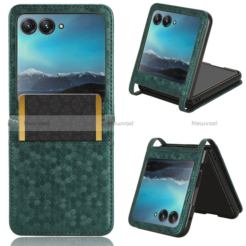 Soft Silicone Gel Leather Snap On Case Cover CX2 for Motorola Moto Razr 40 Ultra 5G Green