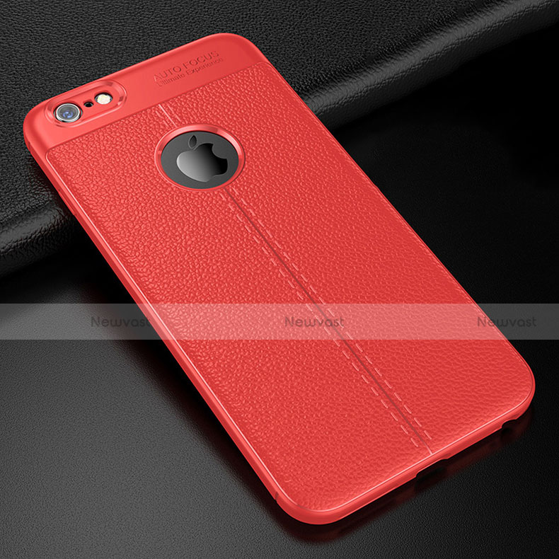 Soft Silicone Gel Leather Snap On Case Cover D01 for Apple iPhone 6S Red