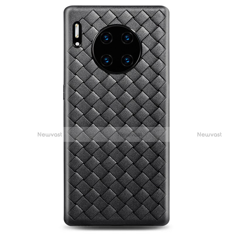 Soft Silicone Gel Leather Snap On Case Cover D01 for Huawei Mate 30 5G Black