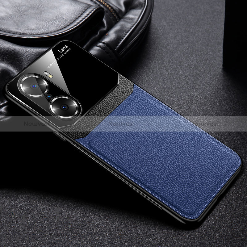 Soft Silicone Gel Leather Snap On Case Cover FL1 for Huawei Honor 60 Pro 5G Blue