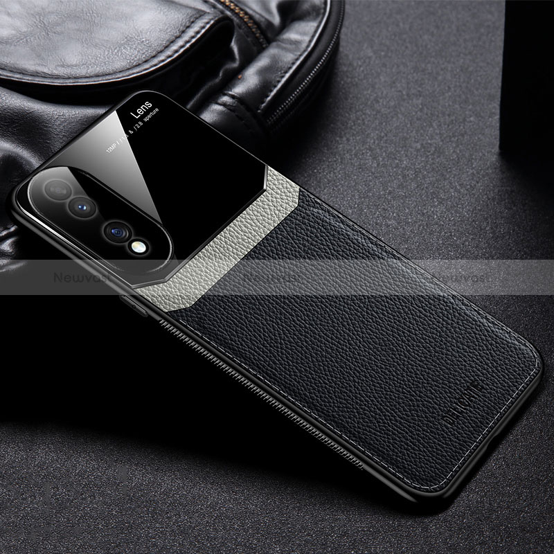 Soft Silicone Gel Leather Snap On Case Cover FL1 for Huawei Honor 70 5G Black