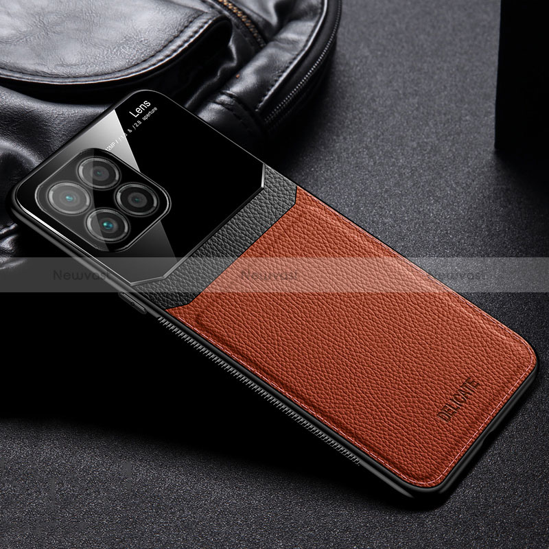 Soft Silicone Gel Leather Snap On Case Cover FL1 for Huawei Honor 70 Lite 5G Brown