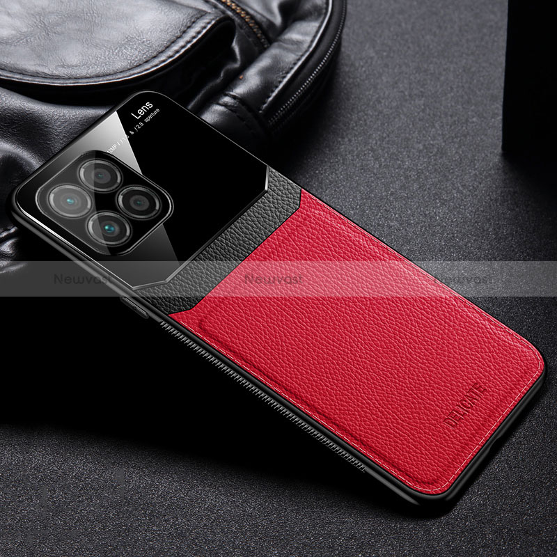 Soft Silicone Gel Leather Snap On Case Cover FL1 for Huawei Honor 70 Lite 5G Red