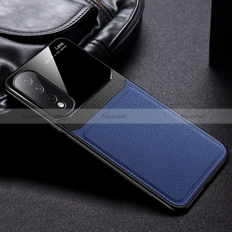 Soft Silicone Gel Leather Snap On Case Cover FL1 for Huawei Honor 80 Pro Flat 5G Blue