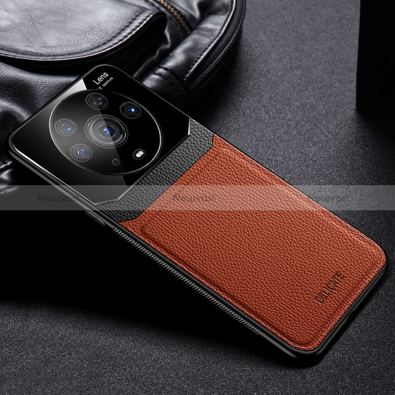 Soft Silicone Gel Leather Snap On Case Cover FL1 for Huawei Honor Magic3 Pro 5G Brown