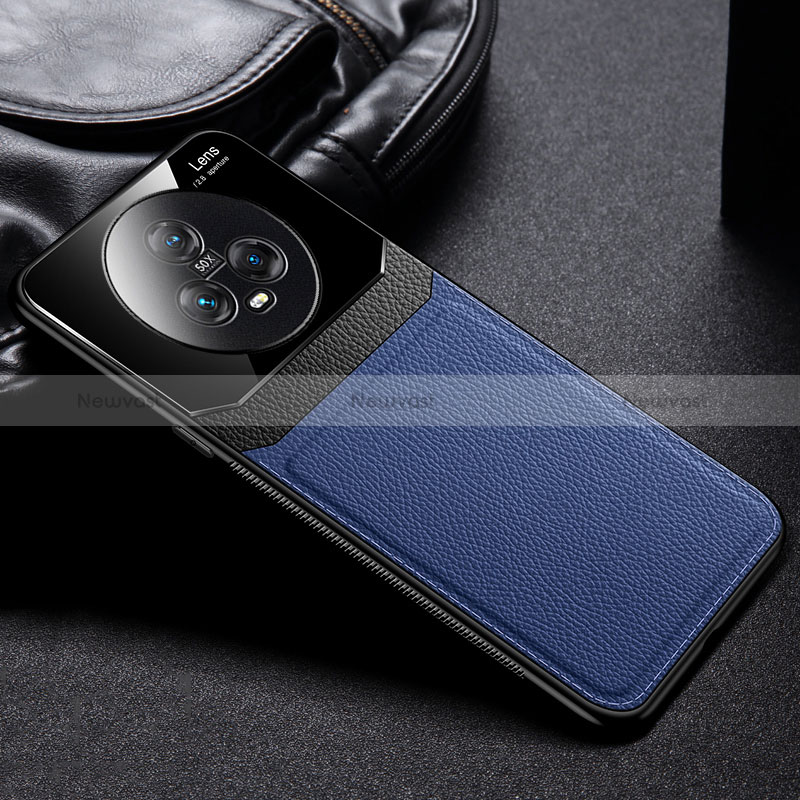 Soft Silicone Gel Leather Snap On Case Cover FL1 for Huawei Honor Magic5 5G Blue