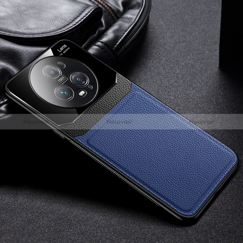 Soft Silicone Gel Leather Snap On Case Cover FL1 for Huawei Honor Magic5 Pro 5G Blue