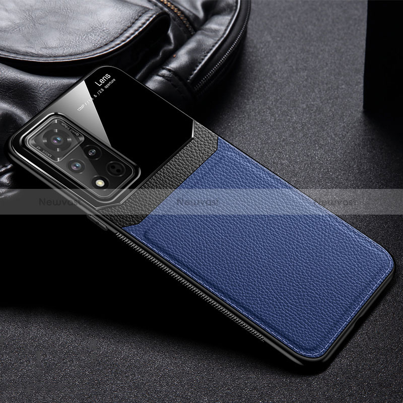 Soft Silicone Gel Leather Snap On Case Cover FL1 for Huawei Honor V40 5G Blue