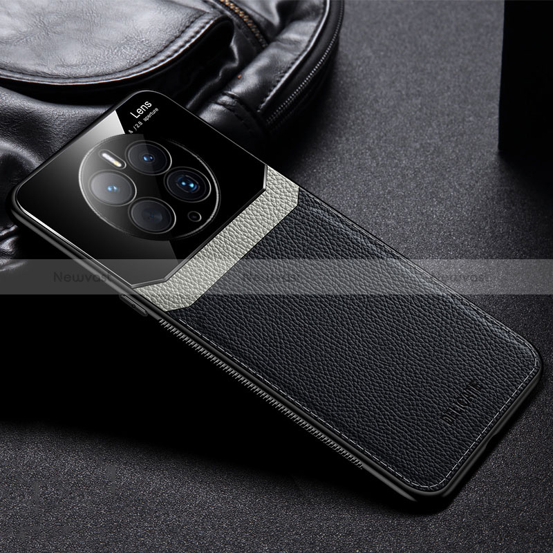 Soft Silicone Gel Leather Snap On Case Cover FL1 for Huawei Mate 50 Pro Black