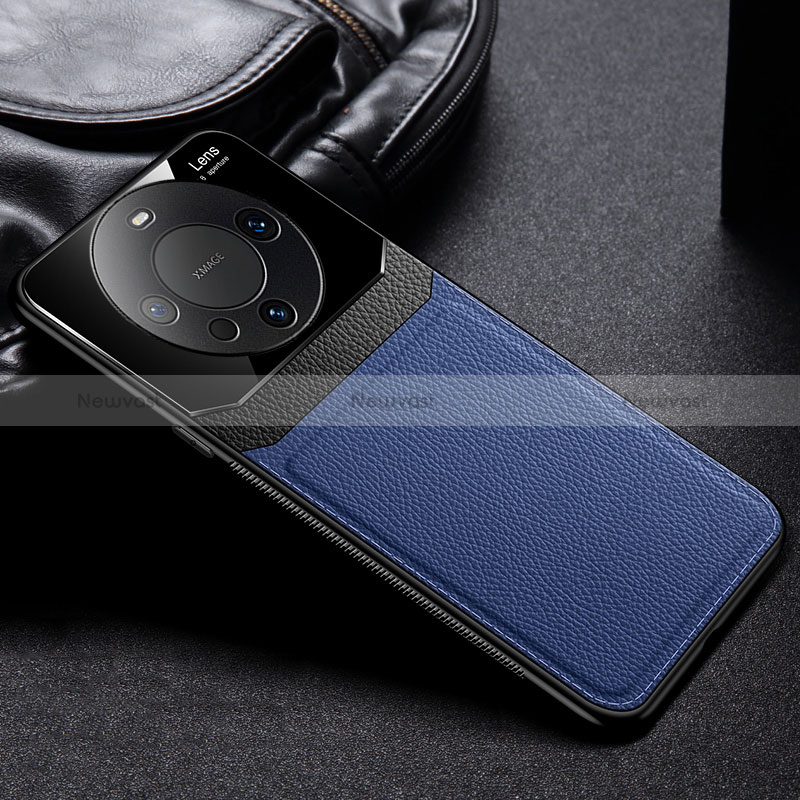 Soft Silicone Gel Leather Snap On Case Cover FL1 for Huawei Mate 60 Blue