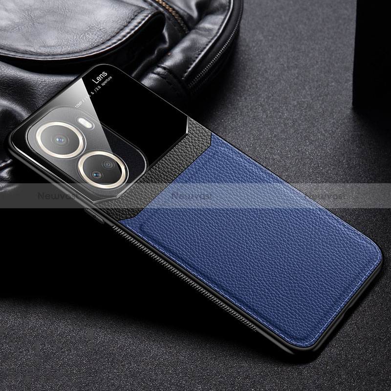 Soft Silicone Gel Leather Snap On Case Cover FL1 for Huawei Nova 10 SE Blue