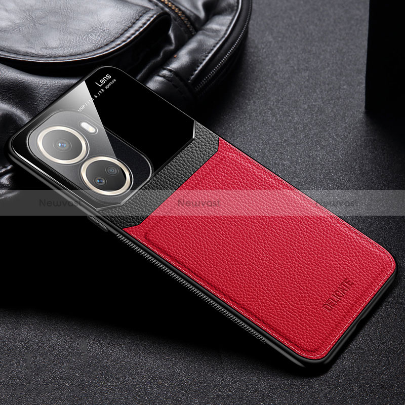 Soft Silicone Gel Leather Snap On Case Cover FL1 for Huawei Nova 10 SE Red