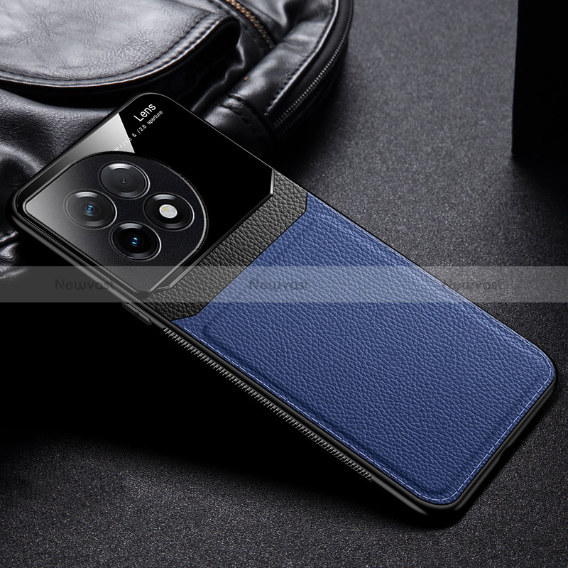 Soft Silicone Gel Leather Snap On Case Cover FL1 for OnePlus 11R 5G Blue