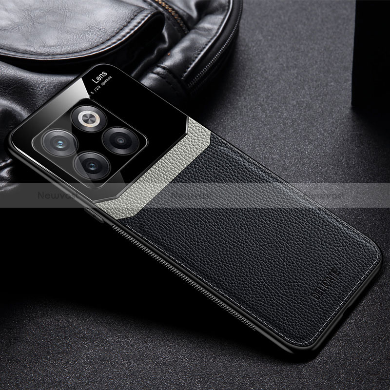 Soft Silicone Gel Leather Snap On Case Cover FL1 for OnePlus Ace Pro 5G Black