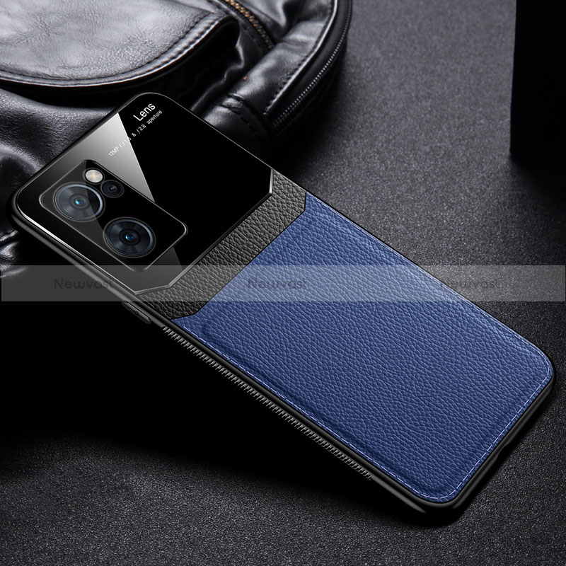 Soft Silicone Gel Leather Snap On Case Cover FL1 for OnePlus Nord CE 2 5G Blue