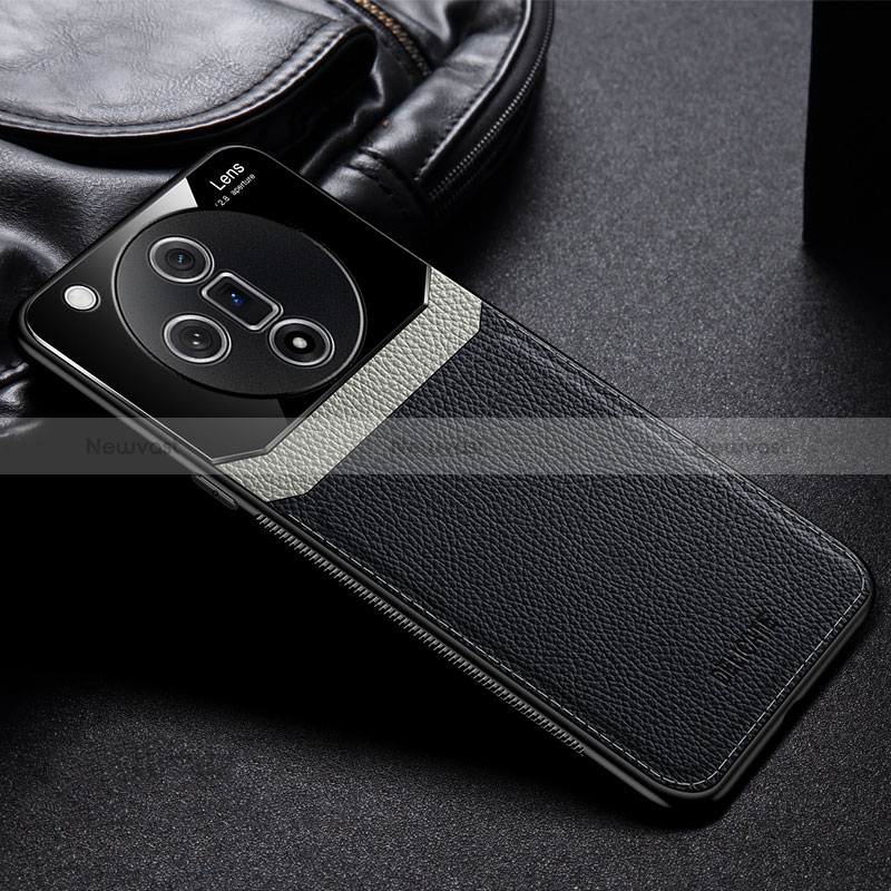 Soft Silicone Gel Leather Snap On Case Cover FL1 for Oppo Find X7 Ultra 5G Black