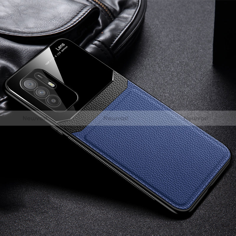 Soft Silicone Gel Leather Snap On Case Cover FL1 for Oppo Reno5 Z 5G Blue
