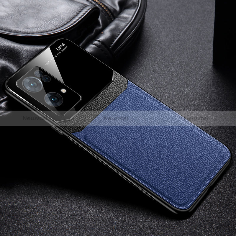 Soft Silicone Gel Leather Snap On Case Cover FL1 for Oppo Reno7 Pro 5G Blue