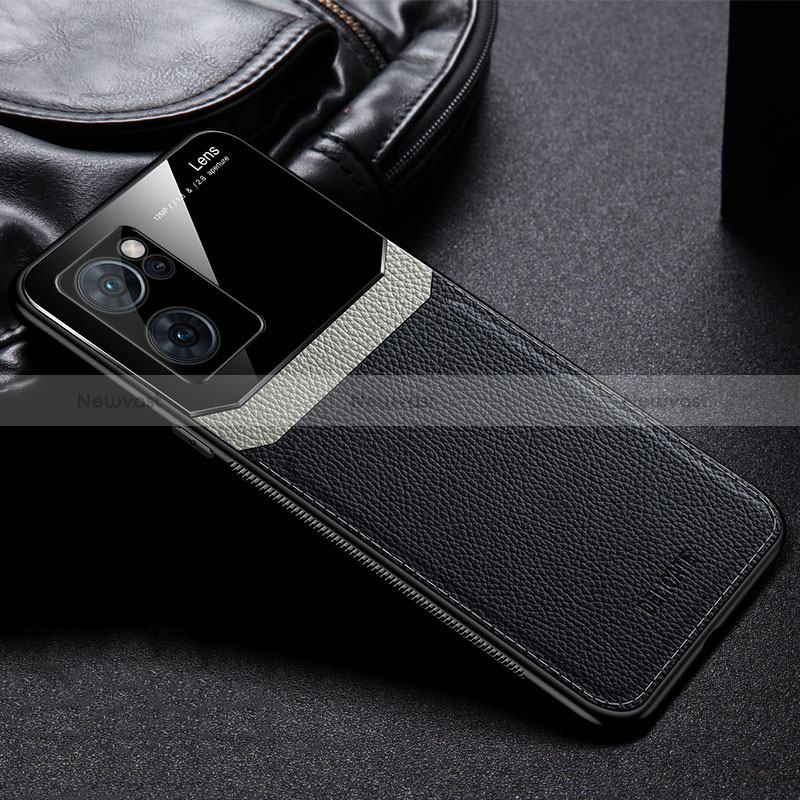 Soft Silicone Gel Leather Snap On Case Cover FL1 for Oppo Reno7 SE 5G Black