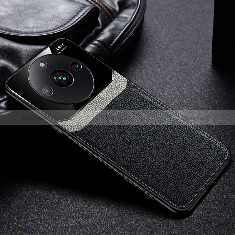 Soft Silicone Gel Leather Snap On Case Cover FL1 for Realme 11 Pro 5G Black