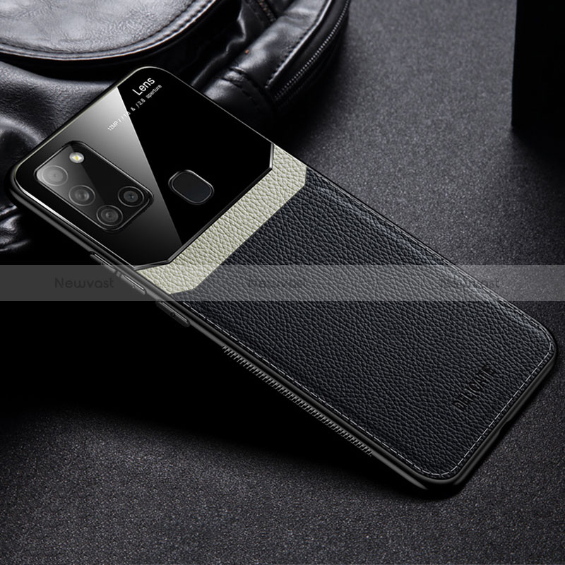 Soft Silicone Gel Leather Snap On Case Cover FL1 for Samsung Galaxy A21s Black