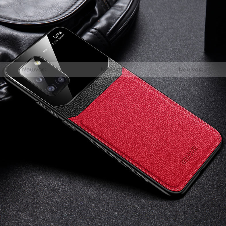 Soft Silicone Gel Leather Snap On Case Cover FL1 for Samsung Galaxy A31 Red