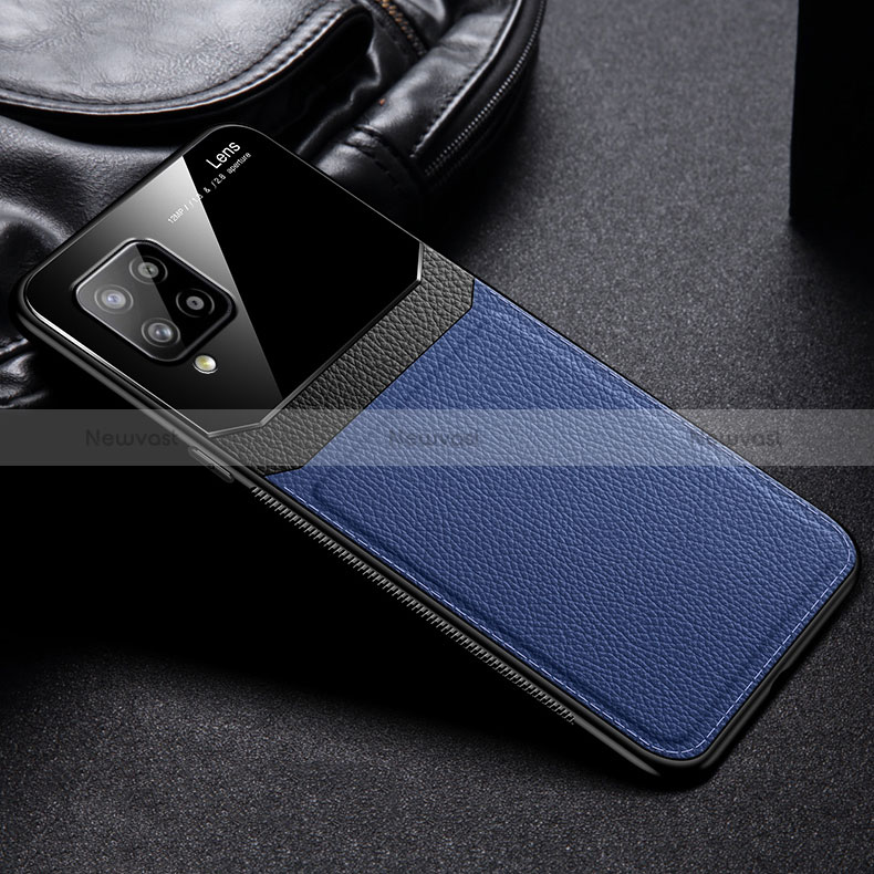 Soft Silicone Gel Leather Snap On Case Cover FL1 for Samsung Galaxy A42 5G Blue