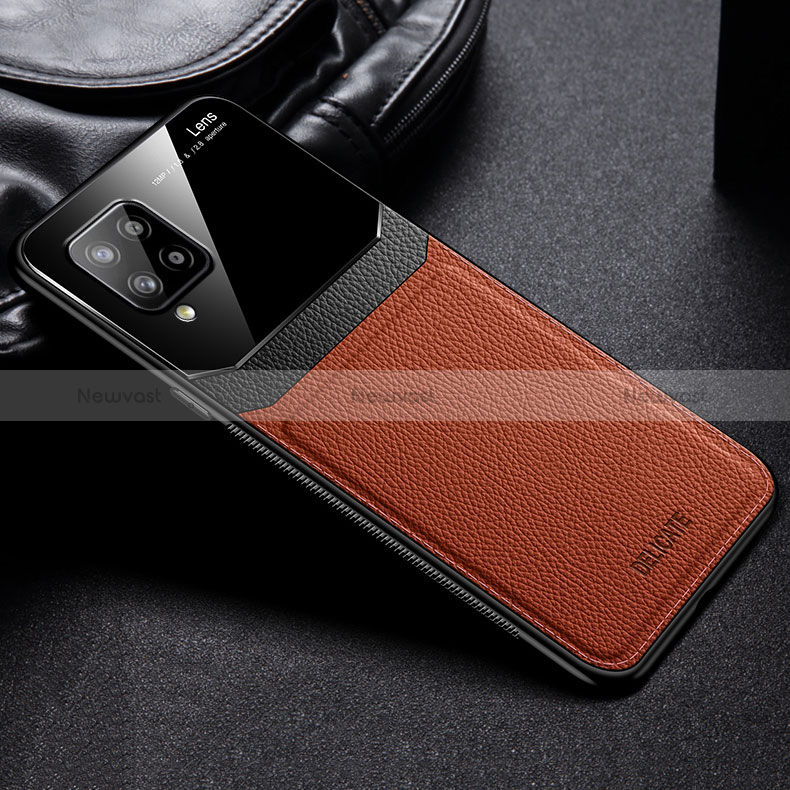 Soft Silicone Gel Leather Snap On Case Cover FL1 for Samsung Galaxy A42 5G Brown