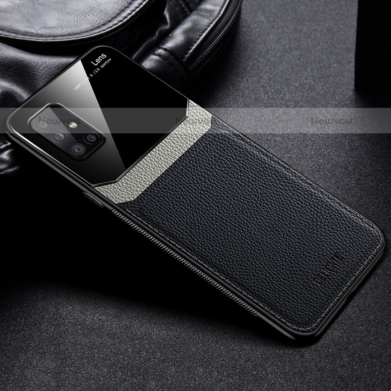 Soft Silicone Gel Leather Snap On Case Cover FL1 for Samsung Galaxy M31s Black