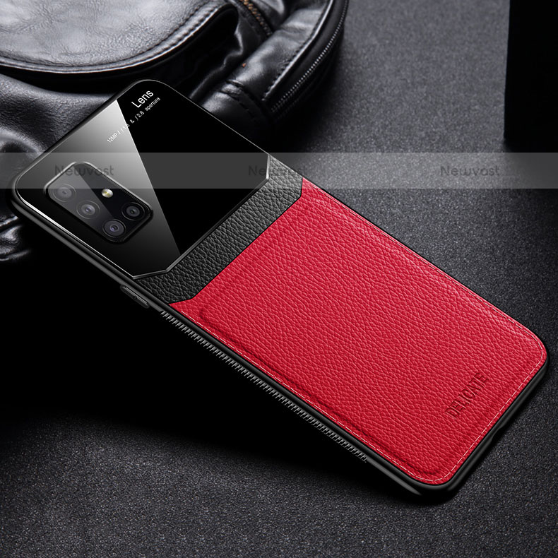 Soft Silicone Gel Leather Snap On Case Cover FL1 for Samsung Galaxy M31s Red