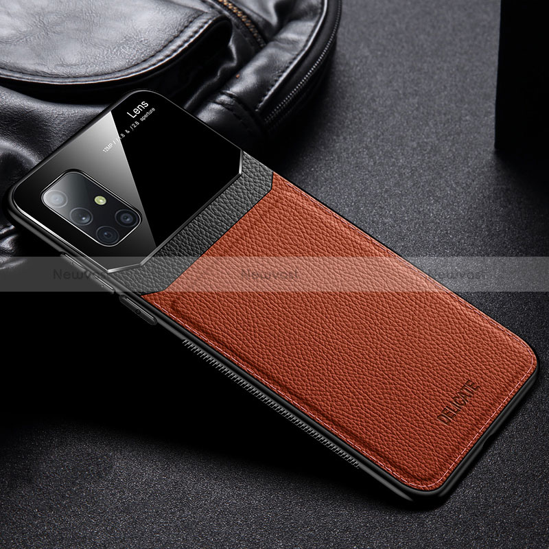 Soft Silicone Gel Leather Snap On Case Cover FL1 for Samsung Galaxy M40S Brown