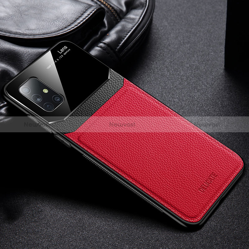 Soft Silicone Gel Leather Snap On Case Cover FL1 for Samsung Galaxy M40S Red