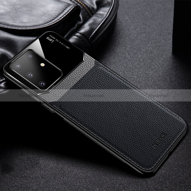 Soft Silicone Gel Leather Snap On Case Cover FL1 for Samsung Galaxy M80S Black