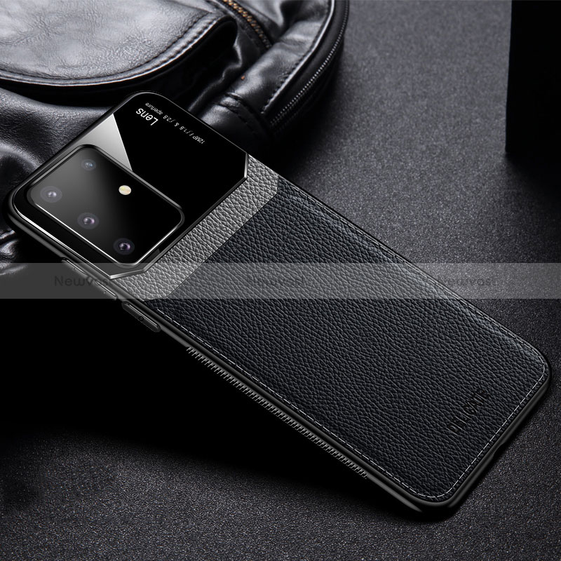 Soft Silicone Gel Leather Snap On Case Cover FL1 for Samsung Galaxy S10 Lite Black