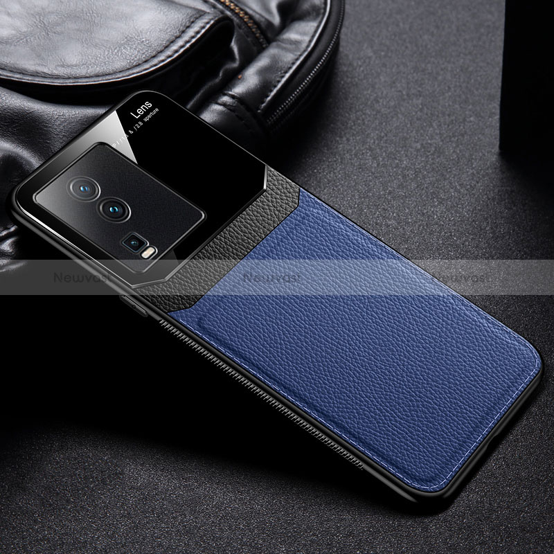 Soft Silicone Gel Leather Snap On Case Cover FL1 for Vivo iQOO Neo7 SE Blue