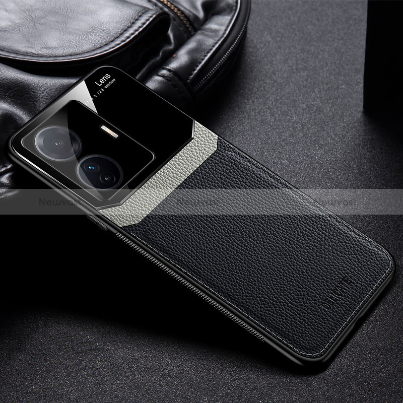 Soft Silicone Gel Leather Snap On Case Cover FL1 for Vivo iQOO Z6 Pro 5G Black