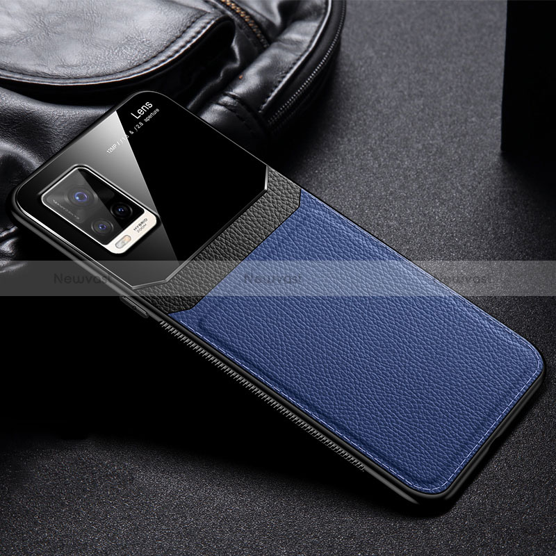 Soft Silicone Gel Leather Snap On Case Cover FL1 for Vivo V20 (2021) Blue