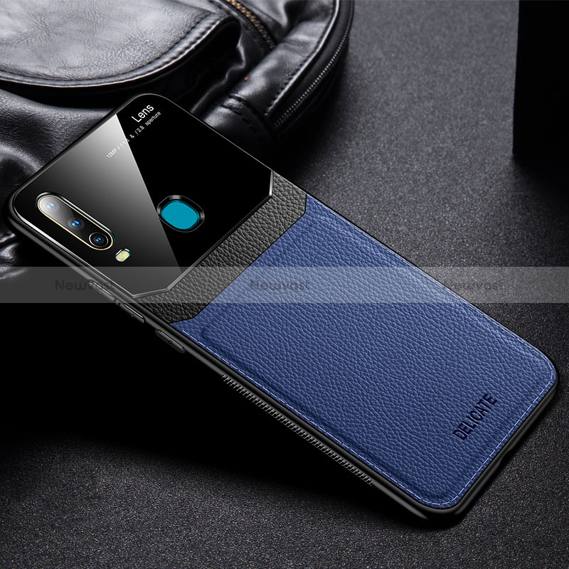 Soft Silicone Gel Leather Snap On Case Cover FL1 for Vivo Y11 Blue