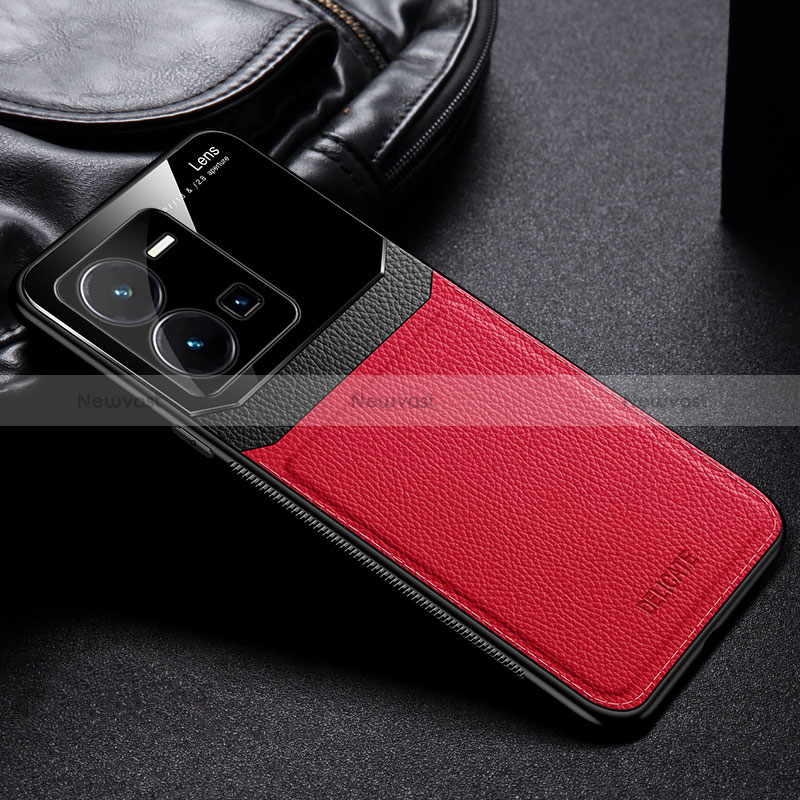 Soft Silicone Gel Leather Snap On Case Cover FL1 for Vivo Y35 4G