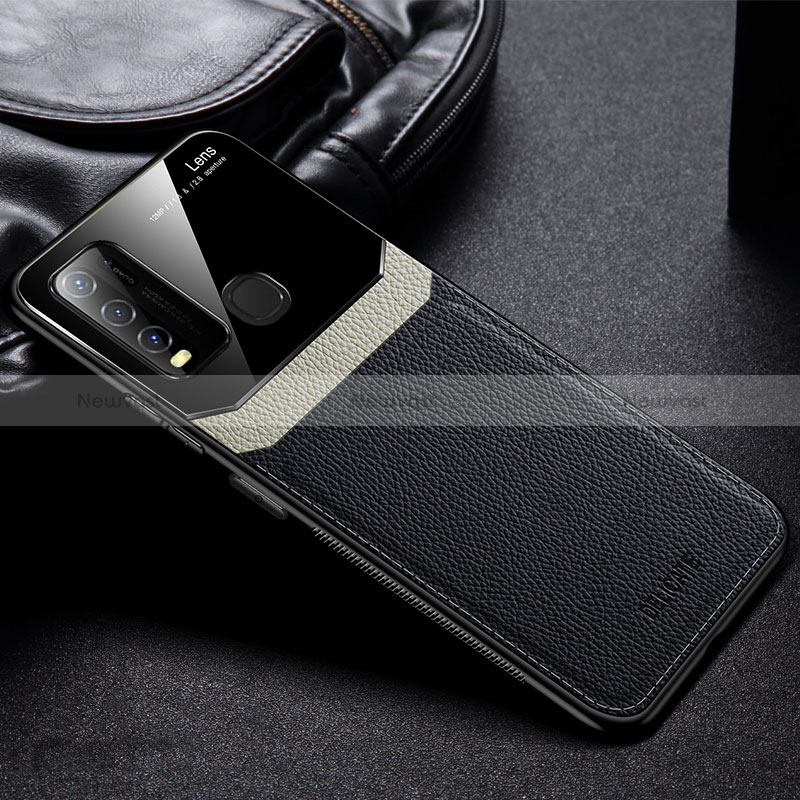 Soft Silicone Gel Leather Snap On Case Cover FL1 for Vivo Y50 Black