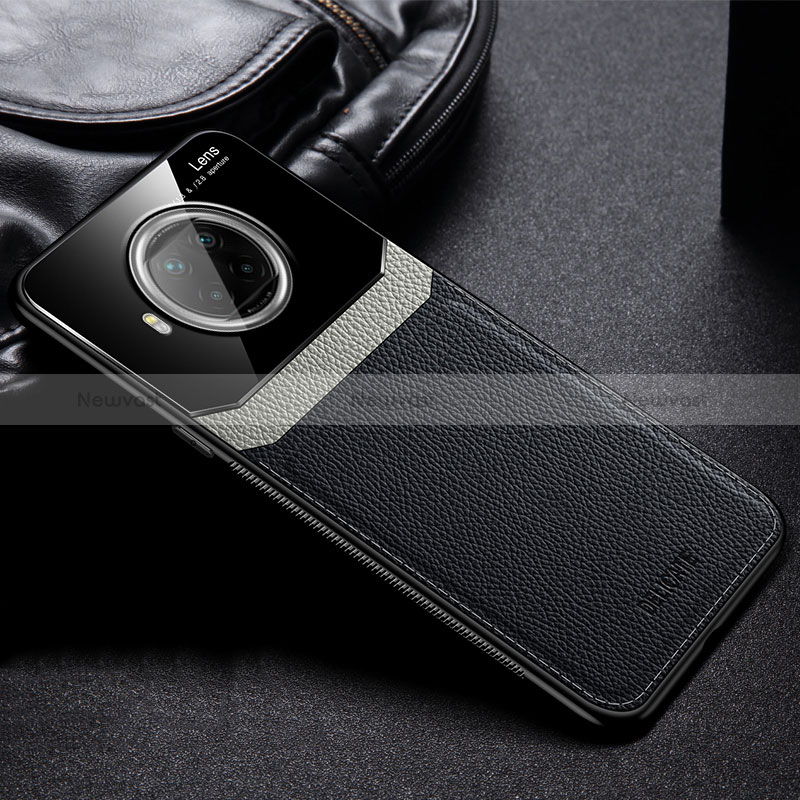 Soft Silicone Gel Leather Snap On Case Cover FL1 for Xiaomi Mi 10i 5G Black