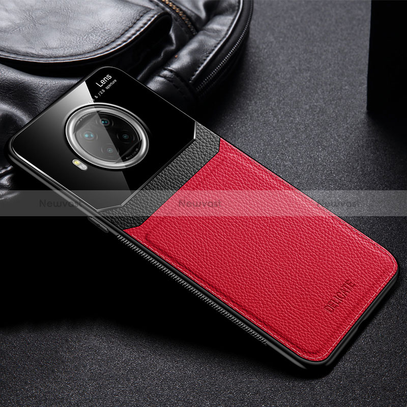 Soft Silicone Gel Leather Snap On Case Cover FL1 for Xiaomi Mi 10i 5G Red