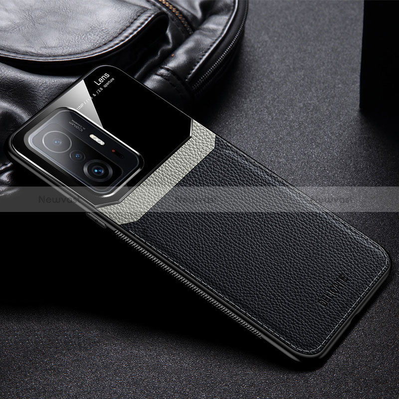 Soft Silicone Gel Leather Snap On Case Cover FL1 for Xiaomi Mi 11T 5G Black