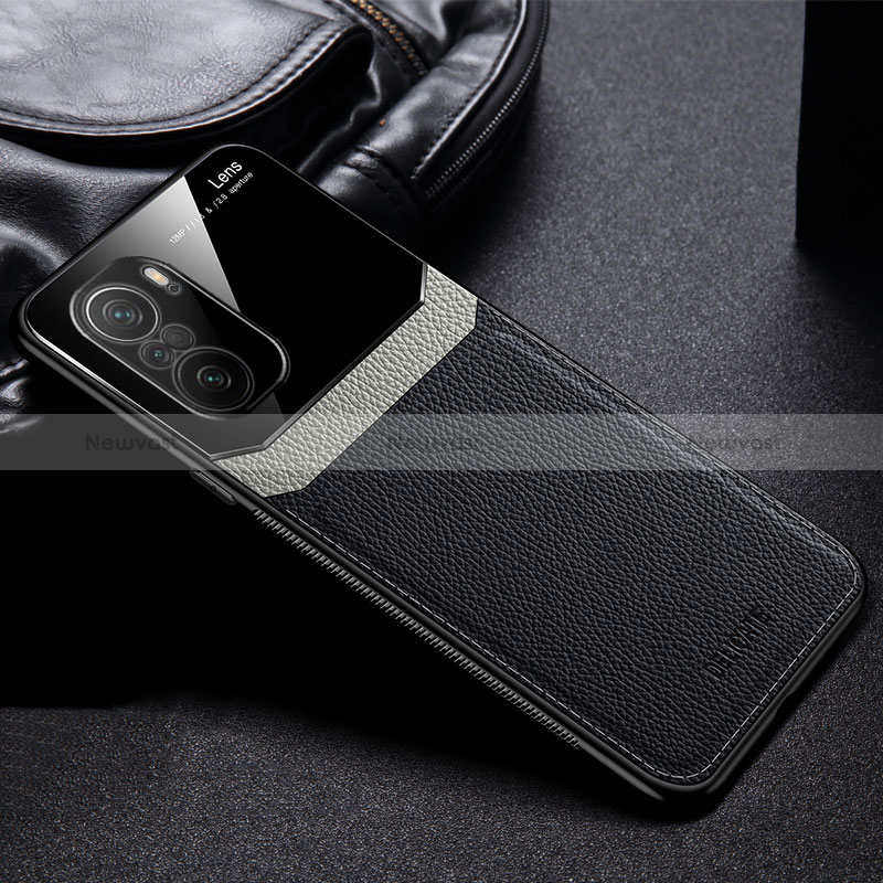 Soft Silicone Gel Leather Snap On Case Cover FL1 for Xiaomi Poco M5S Black