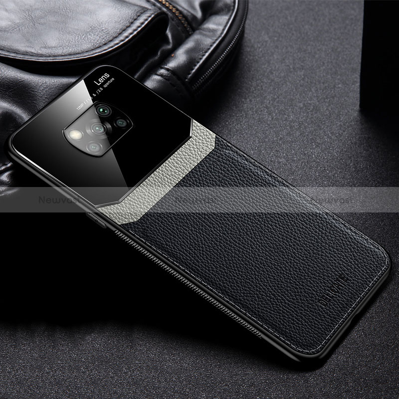 Soft Silicone Gel Leather Snap On Case Cover FL1 for Xiaomi Poco X3 Black