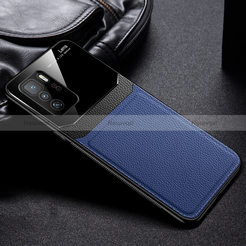 Soft Silicone Gel Leather Snap On Case Cover FL1 for Xiaomi Poco X3 GT 5G Blue